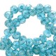 Top Glas Facett Glasschliffperlen 3x2mm rondellen Lagoon blue-pearl shine coating